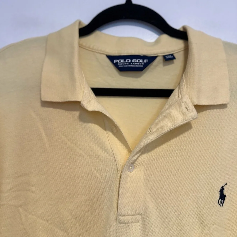 POLO GOLF RALPH LAUREN XXL Pique Pale Yellow Cotton Polo Short Sleeve Shirt.